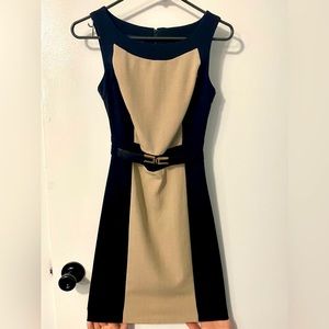 BCX Black And Beige Color Block Dress Size 1